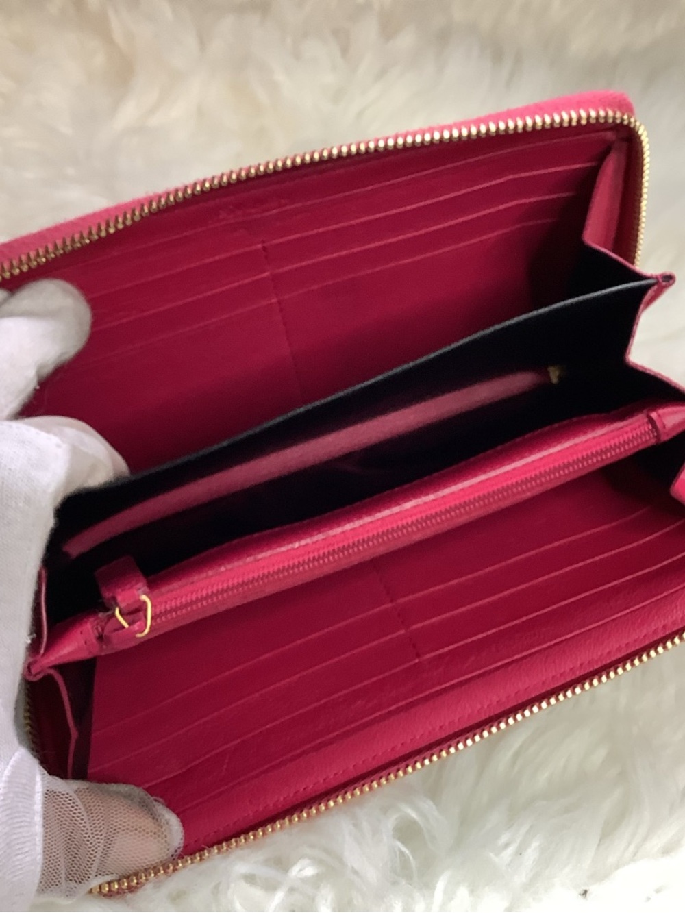 Saint Laurent Hot Pink Leather Zip Wallet with Embossed YSL - Picture 8 of 11